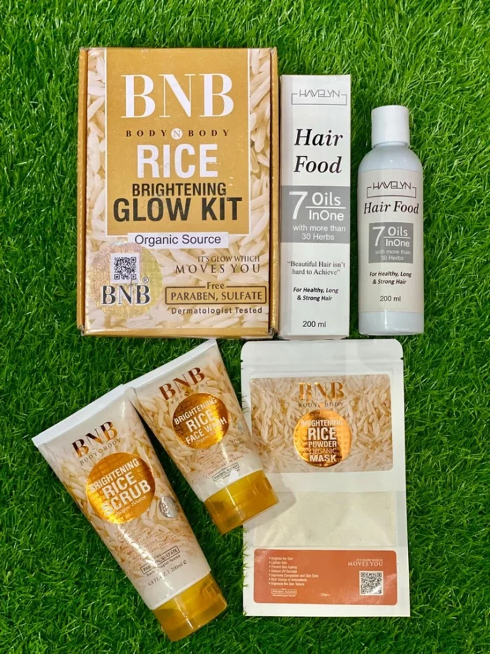 BNB Rice Glow Skincare Kit with Hair Food Oil