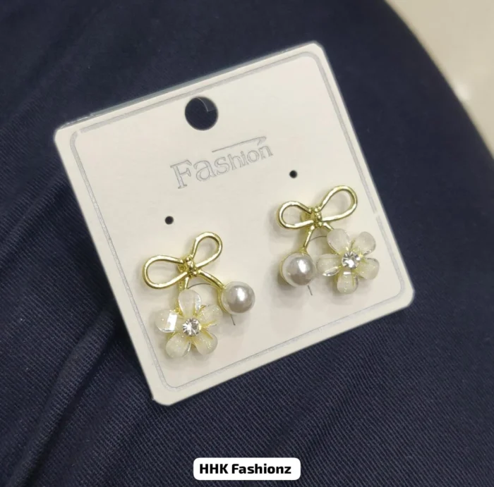 Pearl and Rhinestone Butterfly Earrings