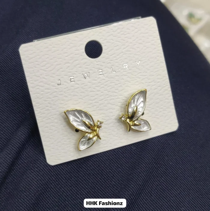 Pearl and Rhinestone Butterfly Earrings