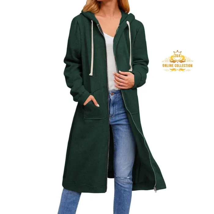 Women's Extra-long Zipper Hoodie