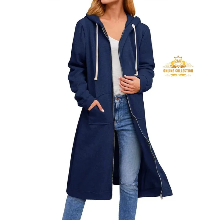 Women's Extra-long Zipper Hoodie
