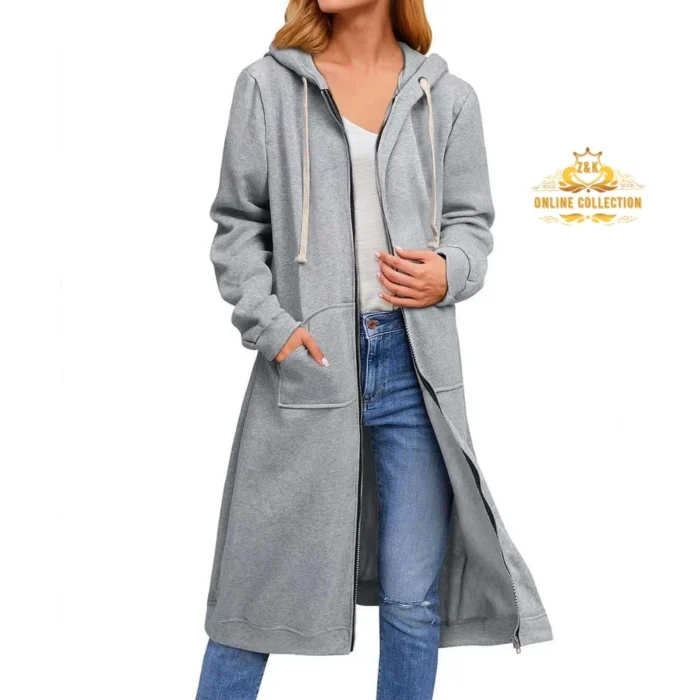 Women's Extra-long Zipper Hoodie