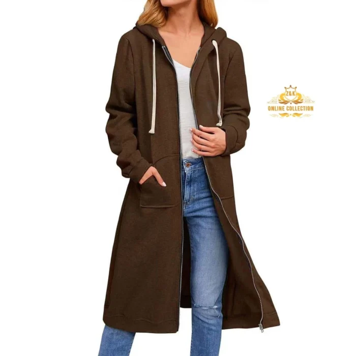 Women's Extra-long Zipper Hoodie