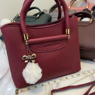 Girls' Shoulder Bag with Pom-Pom Charm