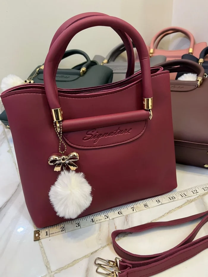 Girls' Shoulder Bag with Pom-Pom Charm