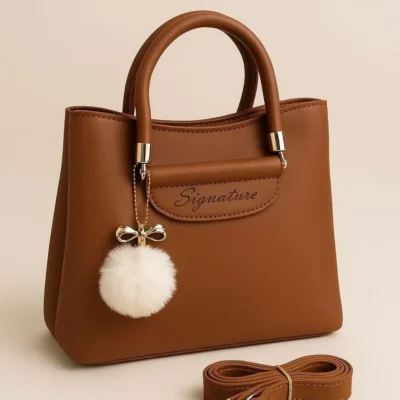 Girls' Shoulder Bag with Pom-Pom Charm