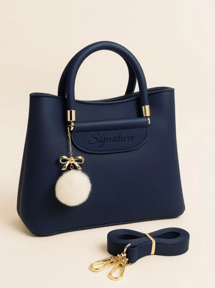 Girls' Shoulder Bag with Pom-Pom Charm