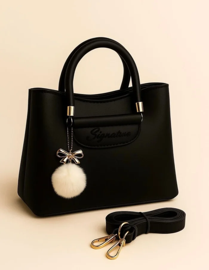 Girls' Shoulder Bag with Pom-Pom Charm