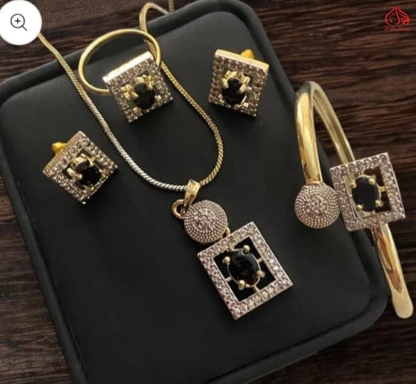 A.D Indian Full Zarcon Gold Plated - Ring