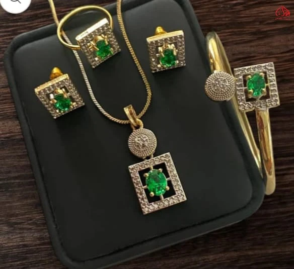A.D Indian Full Zarcon Gold Plated - Ring