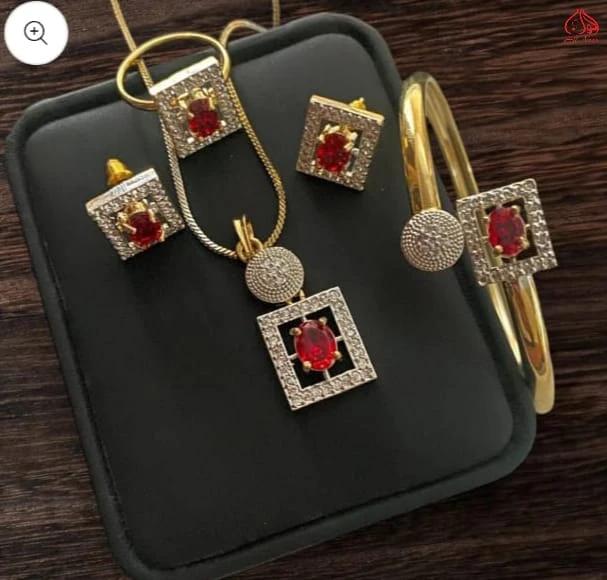 A.D Indian Full Zarcon Gold Plated - Ring