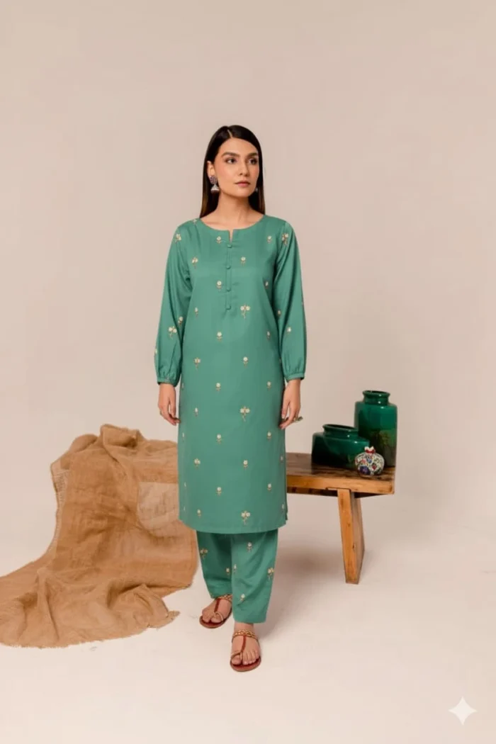 Zara Shahjahan 2-Piece Embroidered Dhanak Suit