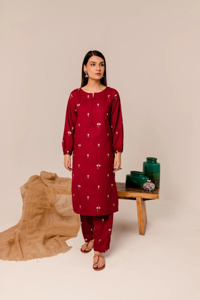 Zara Shahjahan 2-Piece Embroidered Dhanak Suit