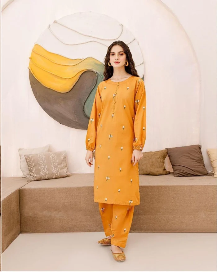 Zara Shahjahan 2-Piece Embroidered Dhanak Suit