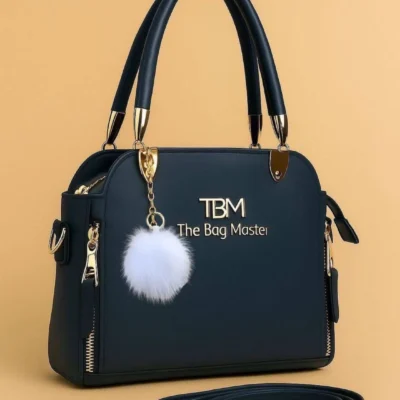 High Quality Cynthetic Leather Bag with Pompom Keychain