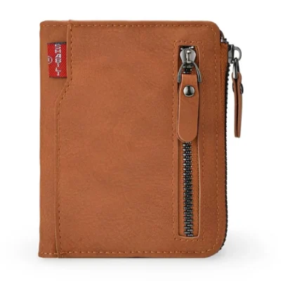 Men's Leather Zip Wallet with Coin Pocket