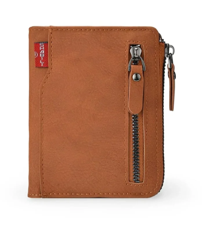 Men's Leather Zip Wallet with Coin Pocket