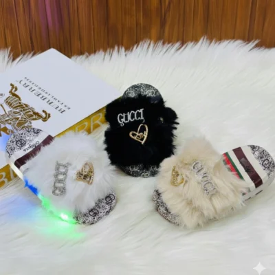 Faux-Fur LED Light-Up Slippers