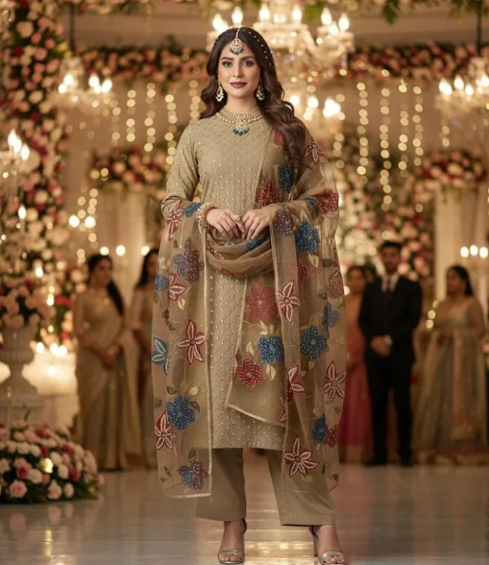 Embroidered Organza 2-Piece Partywear Suit