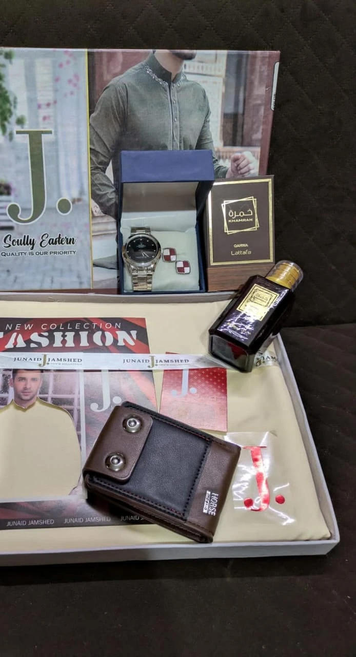 Men's Watch, Perfume, Wallet and Cufflink Gift Set