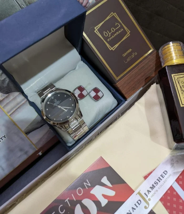 Men's Watch, Perfume, Wallet and Cufflink Gift Set