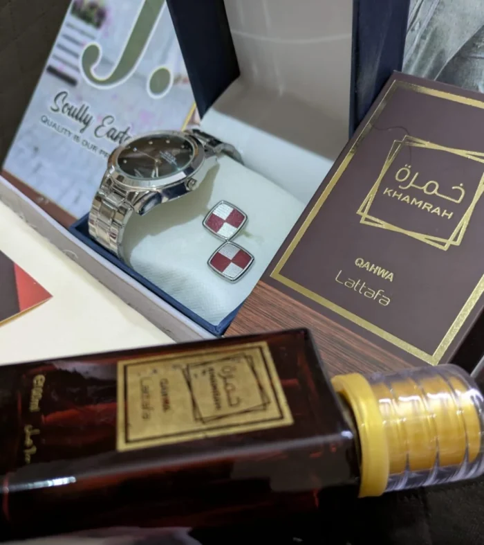 Men's Watch, Perfume, Wallet and Cufflink Gift Set