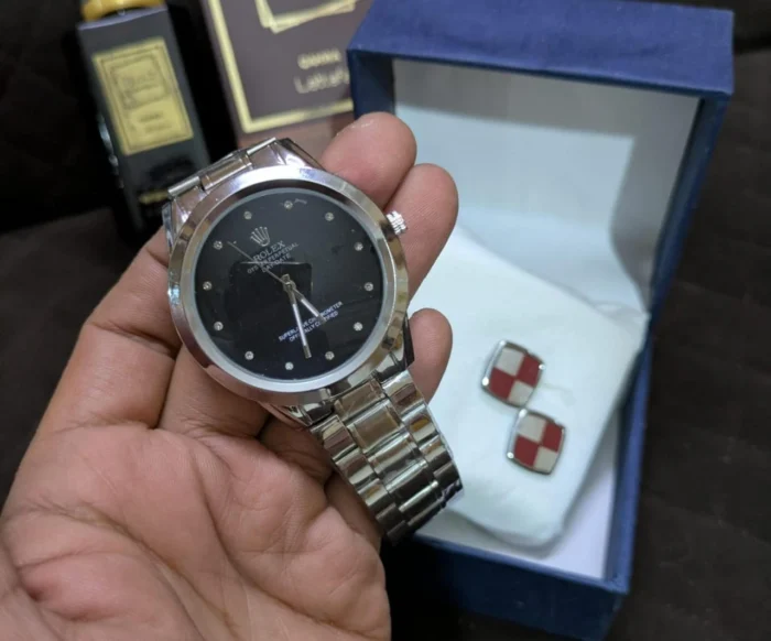 Men's Watch, Perfume, Wallet and Cufflink Gift Set