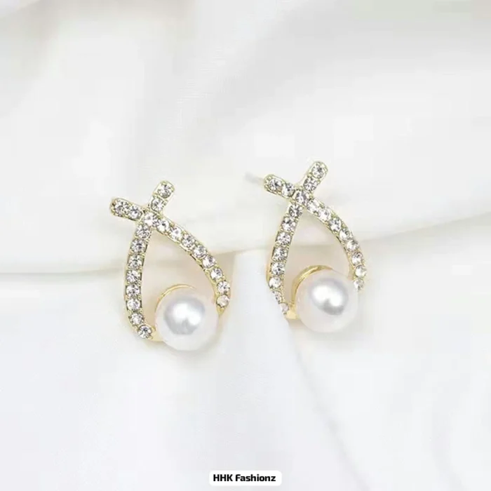Pearl and Rhinestone Butterfly Earrings