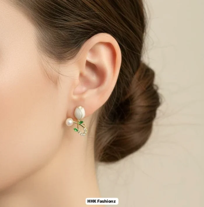 Pearl and Rhinestone Butterfly Earrings