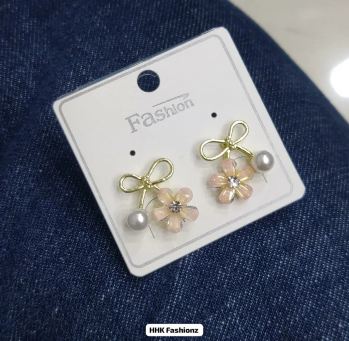 Pearl and Rhinestone Butterfly Earrings