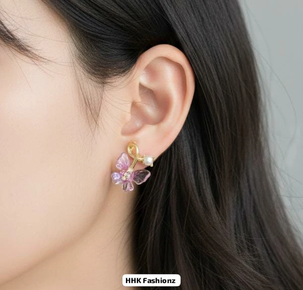 Pearl and Rhinestone Butterfly Earrings