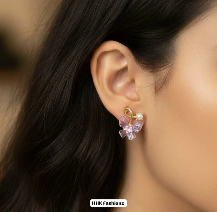 Pearl and Rhinestone Butterfly Earrings