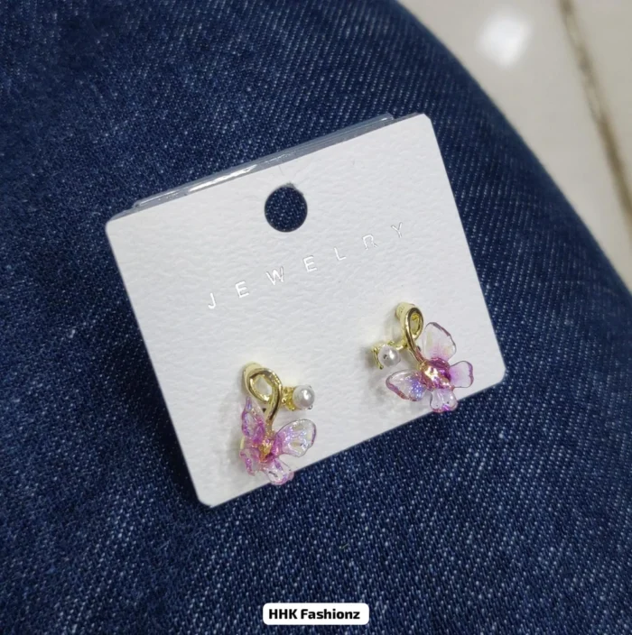 Pearl and Rhinestone Butterfly Earrings