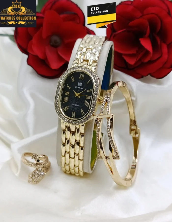 Z&K Diamond Dial Watch and Jewellery Set