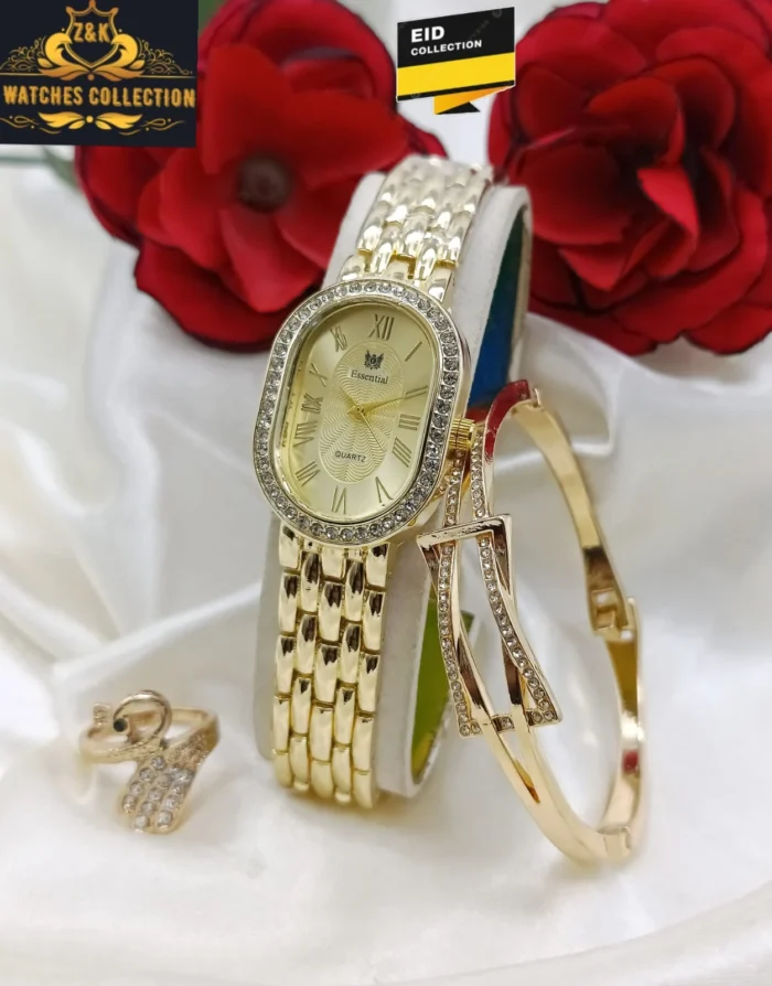 Z&K Diamond Dial Watch and Jewellery Set