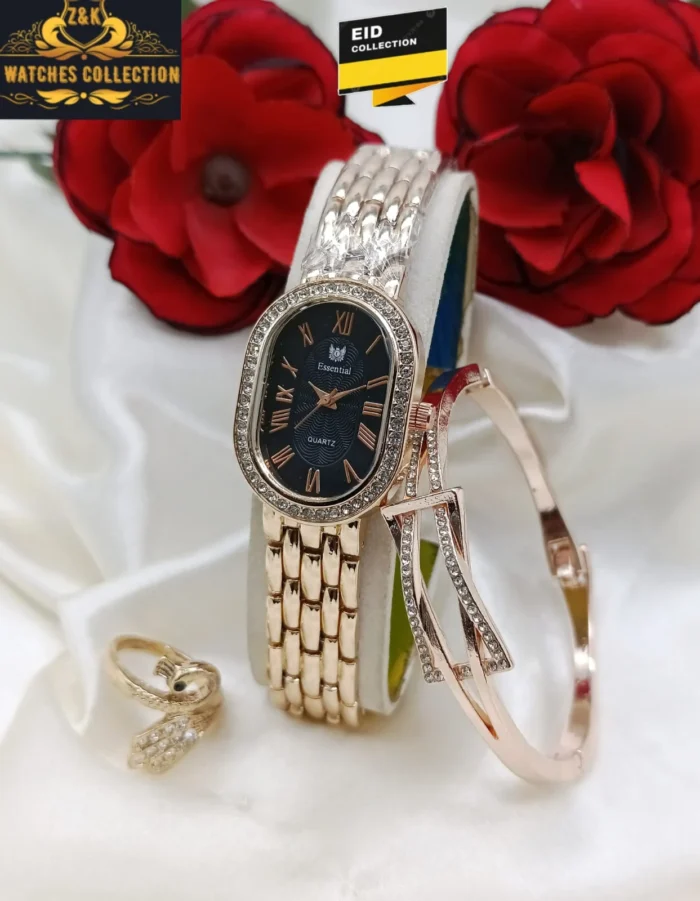 Z&K Diamond Dial Watch and Jewellery Set