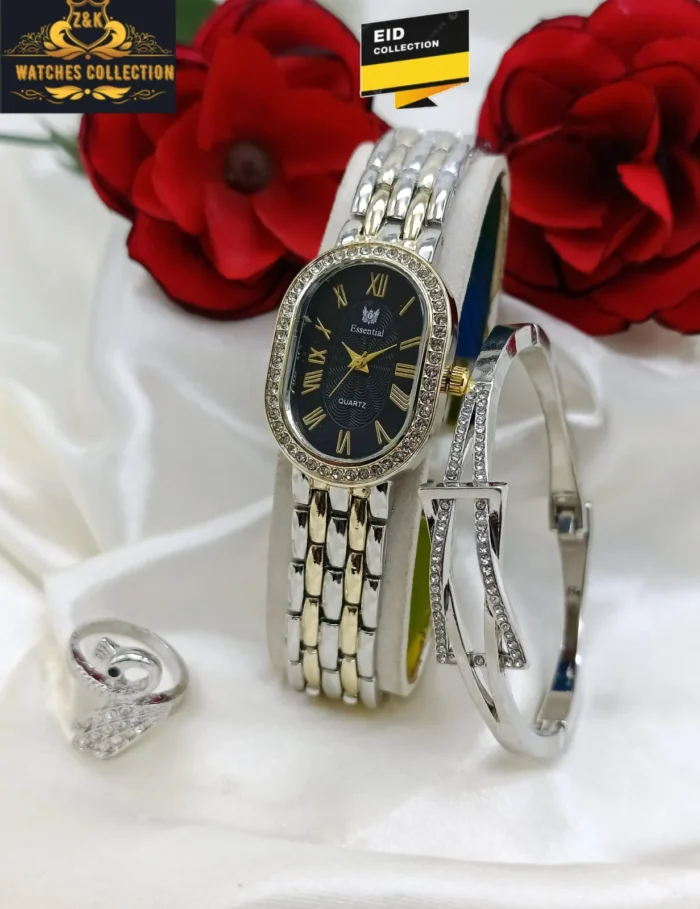 Z&K Diamond Dial Watch and Jewellery Set