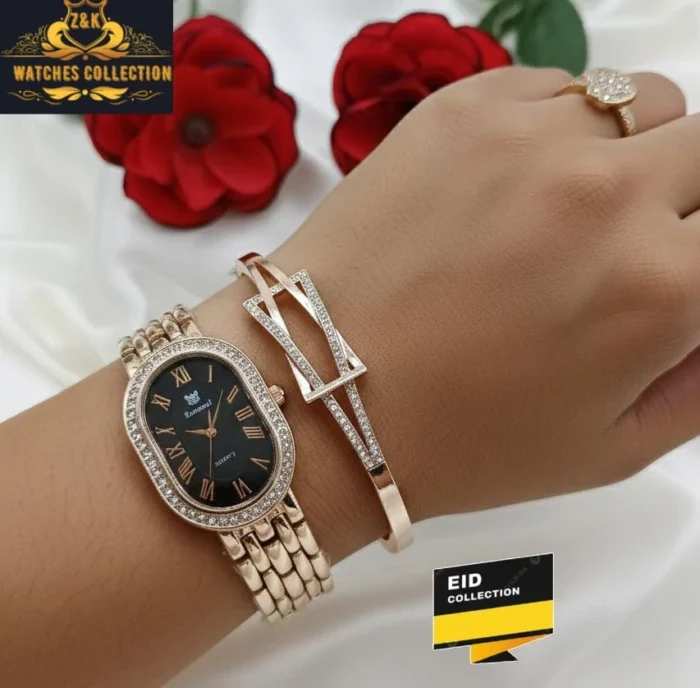 Z&K Diamond Dial Watch and Jewellery Set
