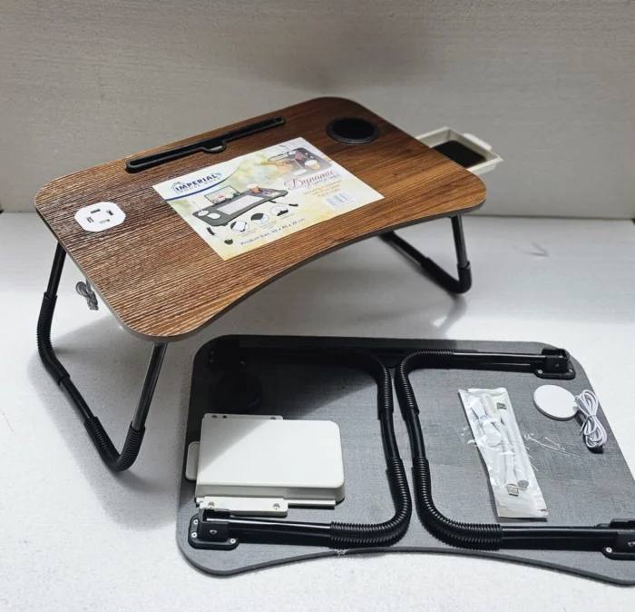 Foldable Laptop Table with Storage Compartments