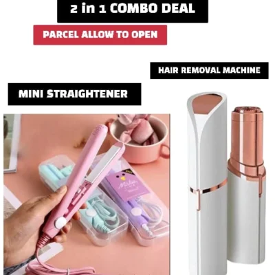 2-in-1 Mini Hair Straightener and Facial Hair Remover Combo
