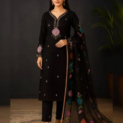 Hand-Embellished Organza 2-Piece Partywear Suit