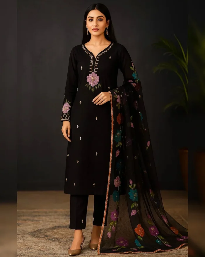 Hand-Embellished Organza 2-Piece Partywear Suit