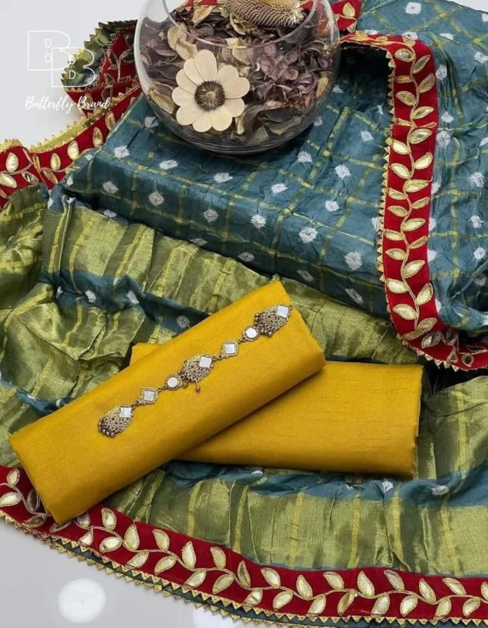 Butterfly Raw Silk 3-Piece Unstitched Suit