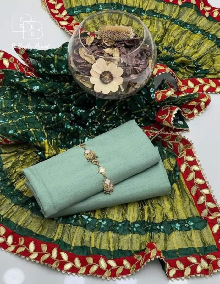 Butterfly Raw Silk 3-Piece Unstitched Suit
