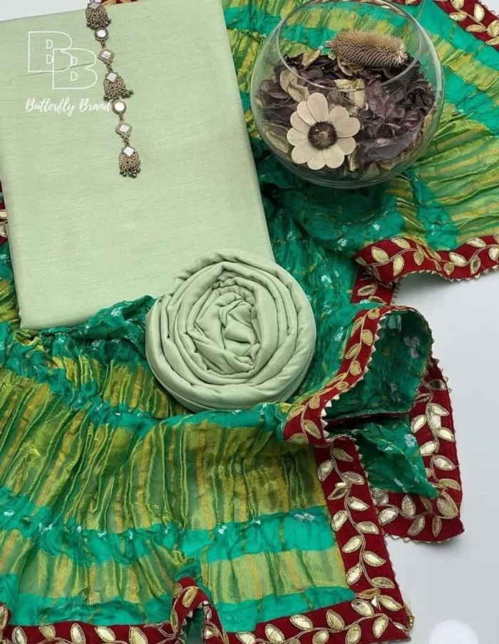 Butterfly Raw Silk 3-Piece Unstitched Suit
