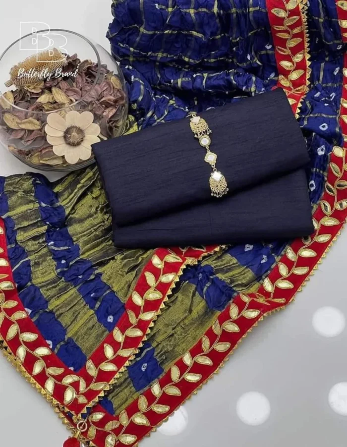 Butterfly Raw Silk 3-Piece Unstitched Suit