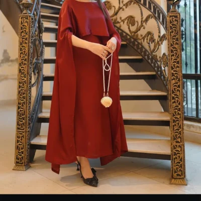 Two Tone Cape Shawl with Long Fitting Body Maxi and Dori 2pcs