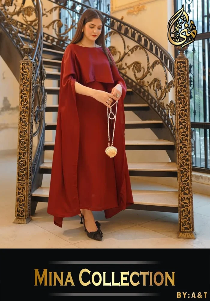 Two Tone Cape Shawl with Long Fitting Body Maxi and Dori 2pcs
