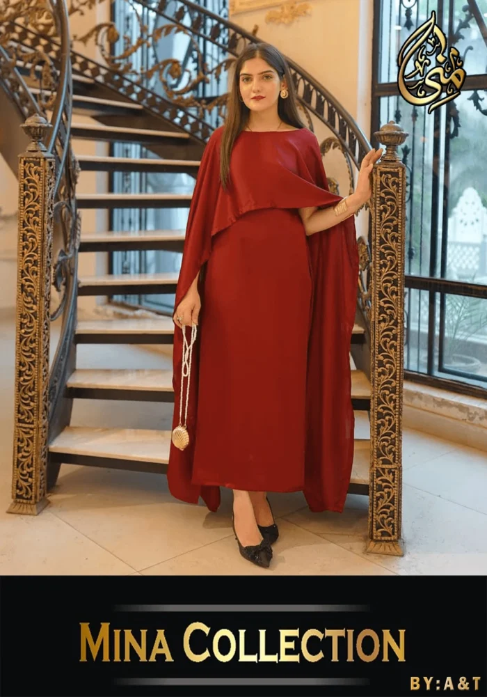 Two Tone Cape Shawl with Long Fitting Body Maxi and Dori 2pcs
