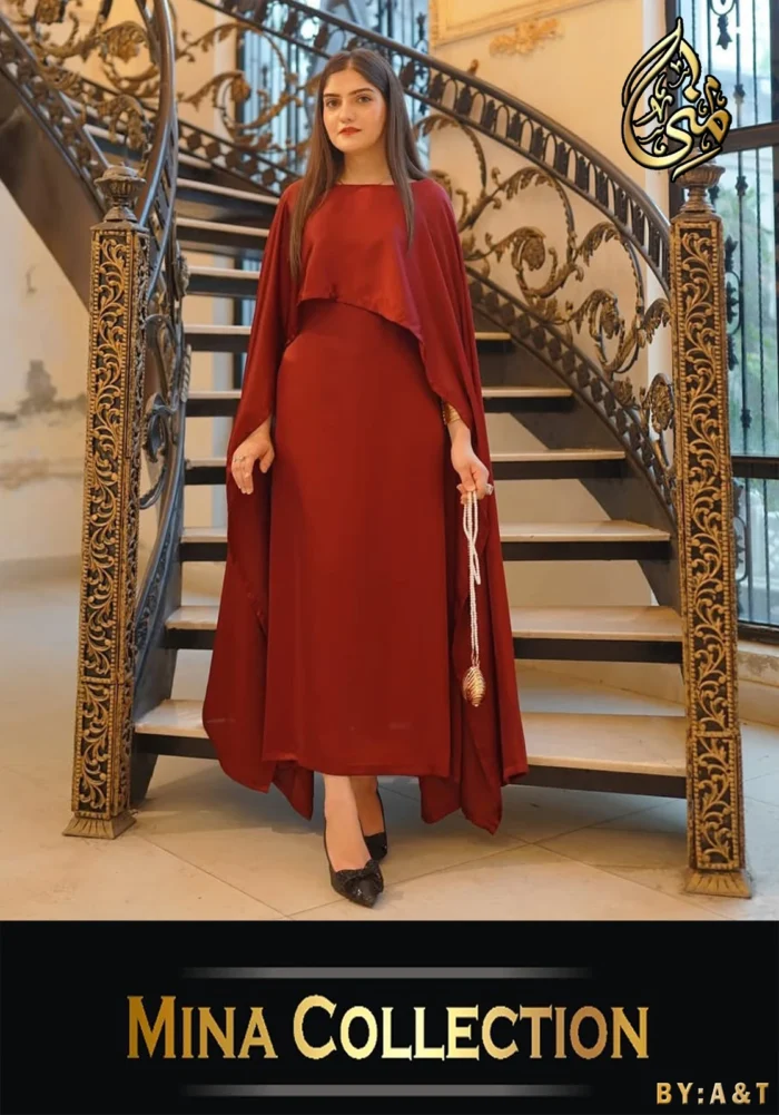 Two Tone Cape Shawl with Long Fitting Body Maxi and Dori 2pcs